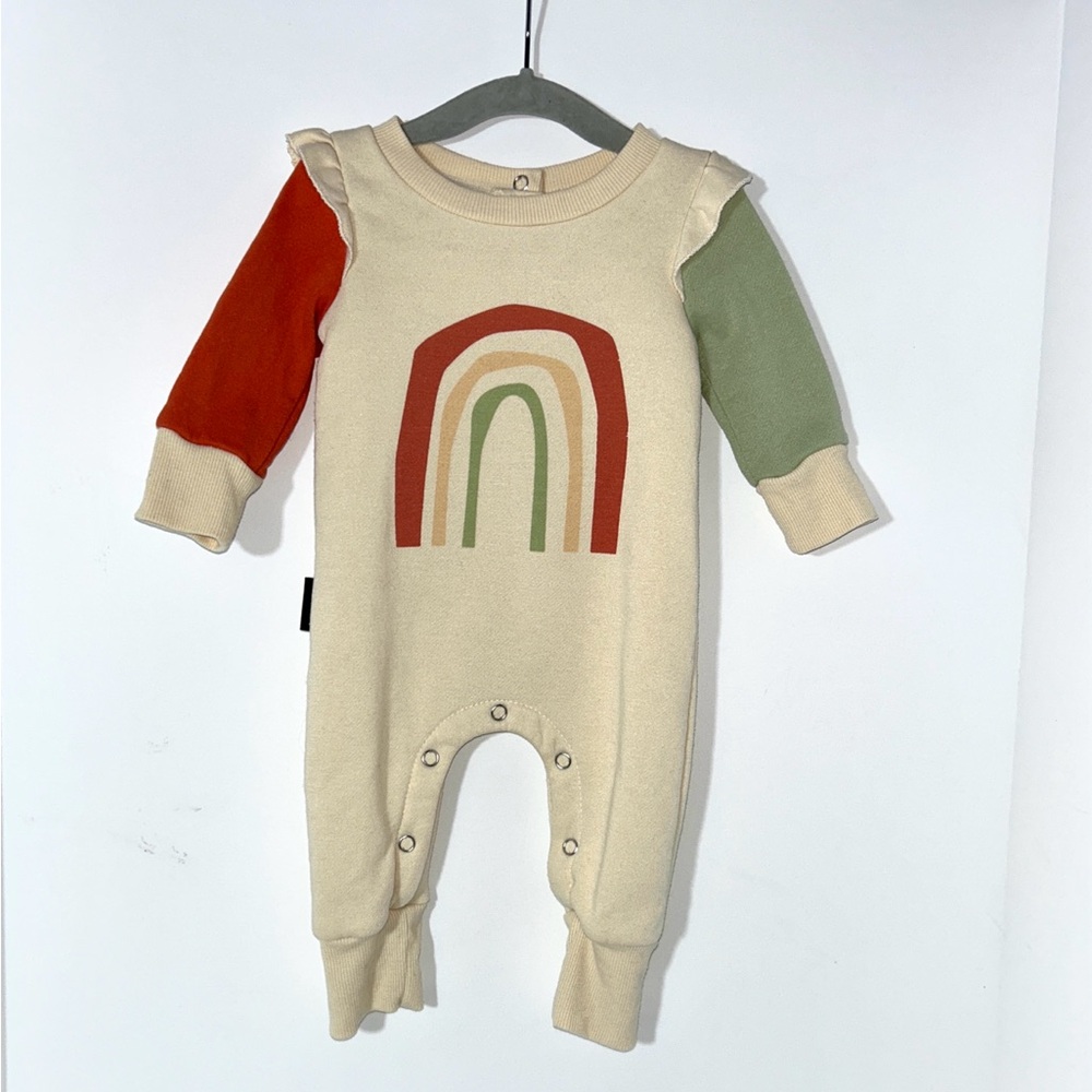 Baby One Piece DOT Australia Rainbow Romper Fleece Snaps Warm 3-6‎ M Like New